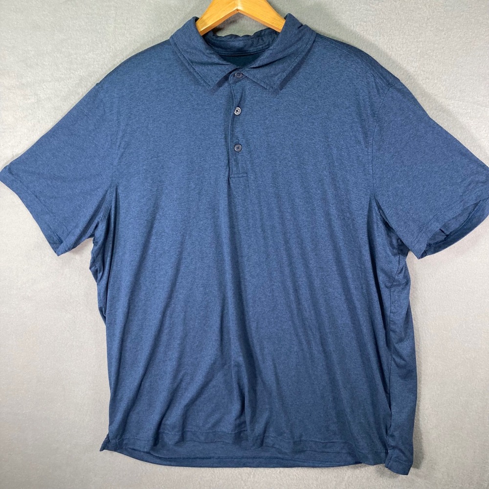 George Mens 2XL Blue Performance Polo‎ Shirt Stretch Golf Casual